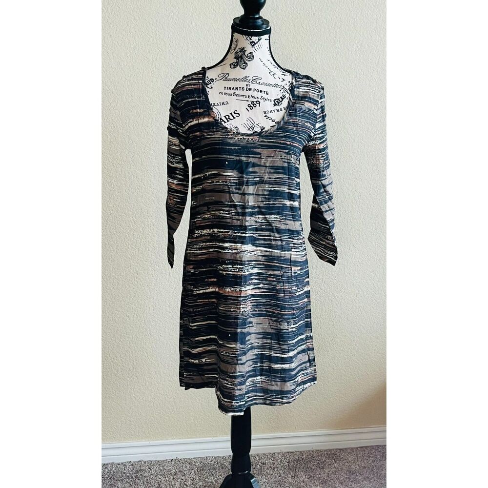 LA Made Black White Abstract Rayon Mini Dress Small Women NWT Chic Glam Light